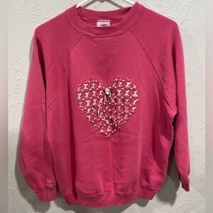 Hanes pink crewneck with decorative heart size large